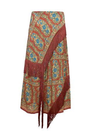 Hunter Bell Allyne Fringe Trim Wrap Skirt, Paisley