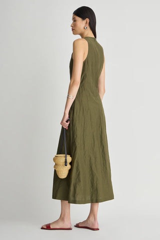 Apiece Apart Sculpted Uma Sleeveless Maxi, Dark Olive