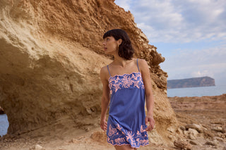 Juliet Dunn Open Back Mini Dress, Denim Candy