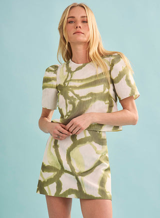 Hunter Bell Britt Mini Skirt, Seabreeze Ikat Green