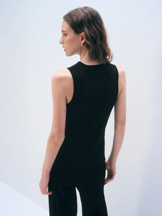 White & Warren Superfine Viscose Vest, Black