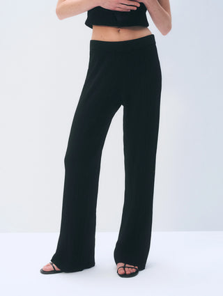 White & Warren Superfine Viscose Palazoo Pant, Black