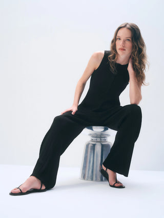 White & Warren Superfine Viscose Vest, Black