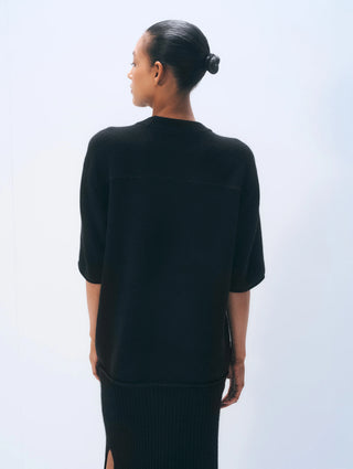 White & Warren Cashmere Oversized Tee, Black