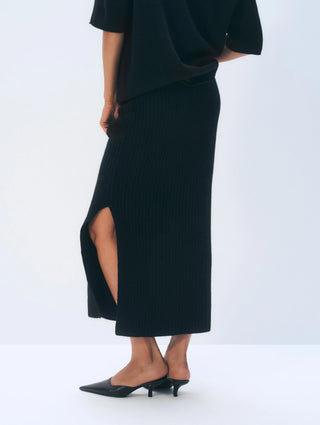 White & Warren Cashmere Skirt, Black