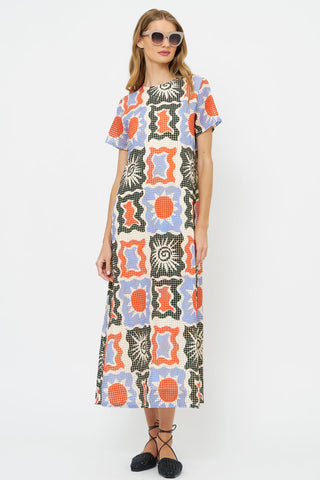 Oliphant Short Sleeve Shift Maxi, Helios Blue