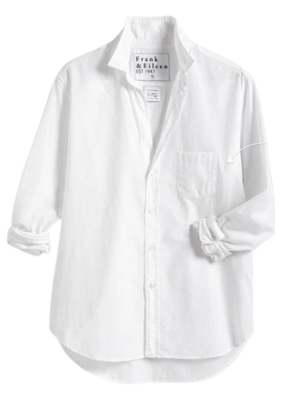 Frank & Eileen Relaxed Button-Up Shirt, White Tattered Wash Denim