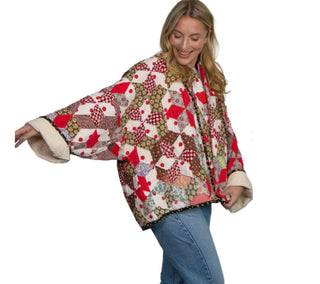 Shappy Coat, Red & Brown Tumbling Blocks