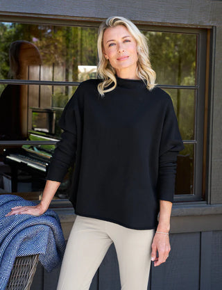Frank & Eileen Effie L/S Funnel Neck Capelet, Black