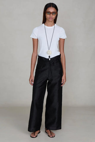 Chan Luu Dupioni Straight Leg Pant, Black