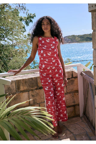 Coco Shop Wide Leg Pants, Red Shell