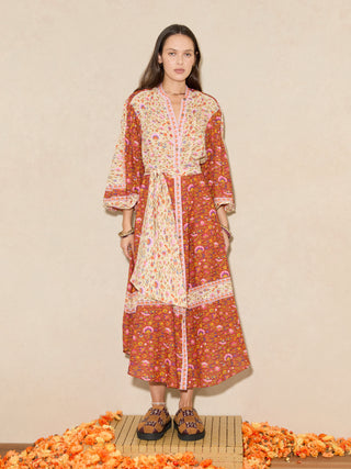 BOTEH Soraya Midi Smock Dress, Cinnamon