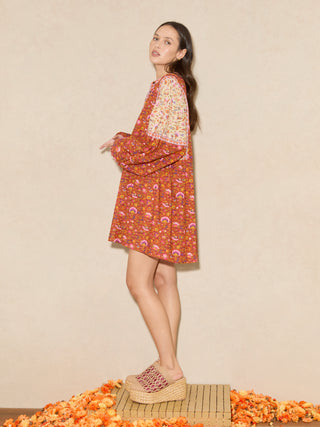 BOTEH Soraya Mini Smock Dress, Cinnamon