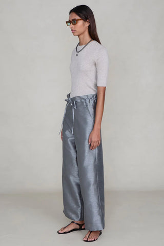 Chan Luu Dupioni Straight Leg Pant, Steel