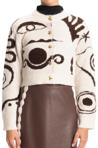 Cala De La Cruz Jade Cardigan, Cairo Ivory