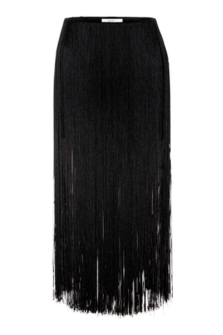 Frame The Fringe Midi Skirt, Black