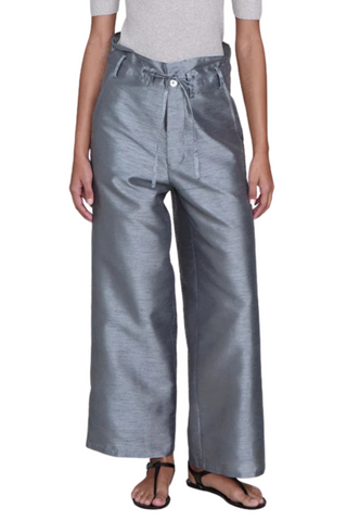 Chan Luu Dupioni Straight Leg Pant, Steel