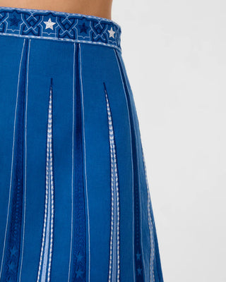 Emporio Sirenuse Giuliana Celestial Embroidered Skirt, Blue