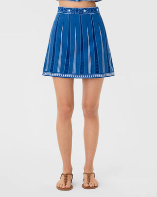 Emporio Sirenuse Giuliana Celestial Embroidered Skirt, Blue