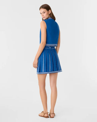 Emporio Sirenuse Giuliana Celestial Embroidered Skirt, Blue