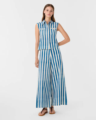 Emporio Sirenuse Adele Ikat Stripes Trousers, Sapphire