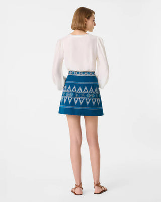 Emporio Sirenuse Giuliana Ballerina Embroidery Skirt, Majolic Blue