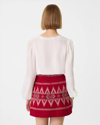 Emporio Sirenuse Giuliana Ballerina Embroidery Skirt, Red Dahlia