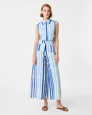 Emporio Sirenuse Adele Ikat Stripes Trousers, Blue
