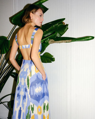 Emporio Sirenuse Azzurra 2 Watercolor Ikat Dress, Blue