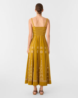 Emporio Sirenuse Elida 2 Backgammon Dress, Ochra