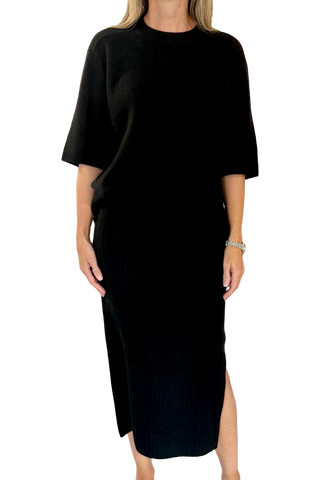 White & Warren Cashmere Skirt, Black