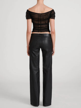 Frame The Off Shoulder Mesh Top, Black