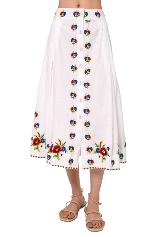 Love the Label Berri Midi Skirt, May Morris Embroidery