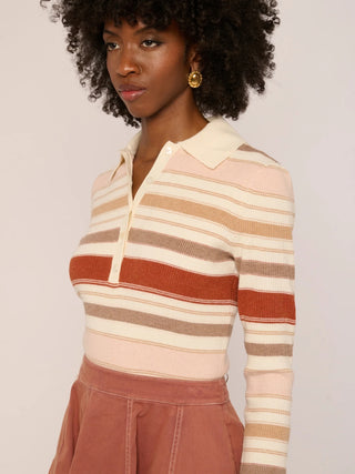 Love the Label Riley Long Sleeve Tee, Ivory Multi Stripe