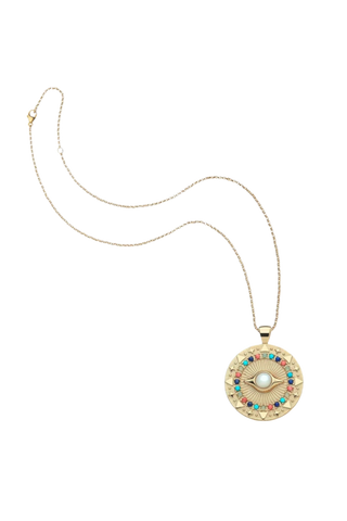 Jane Win Protect Gleaming Eye Pendant Classic Rolo Necklace, Sorbet