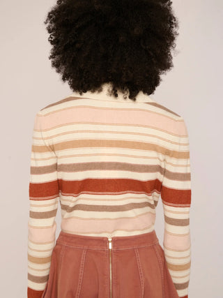 Love the Label Riley Long Sleeve Tee, Ivory Multi Stripe