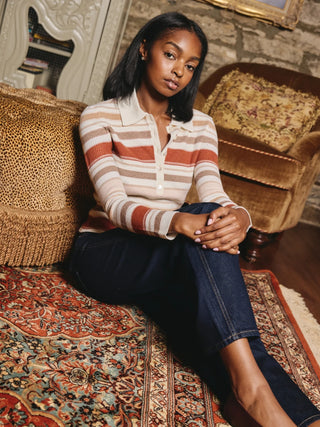 Love the Label Riley Long Sleeve Tee, Ivory Multi Stripe