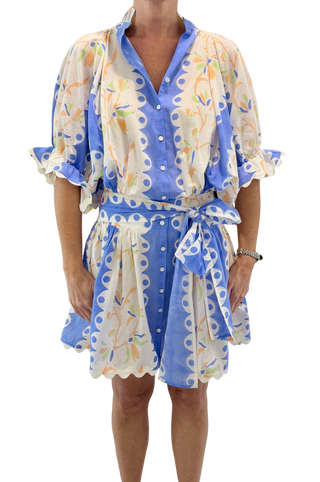 Juliet Dunn Blouson Dress, Birds of Paradise Bluebell Multi