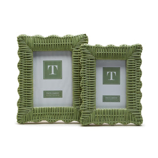 Wicker Weave 5x7 Photo Frame, Green Rattan