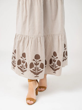 Beau & Ro Abby Skirt, Brown Stripe