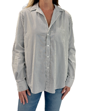 Frank & Eileen Relaxed Button-Up Shirt, Army Green Stripe