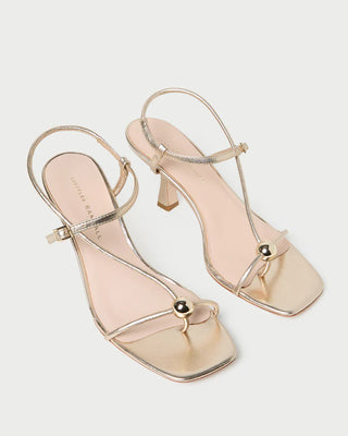 Loeffler Randall Triana Strappy Mid Heel Sandal, Champagne