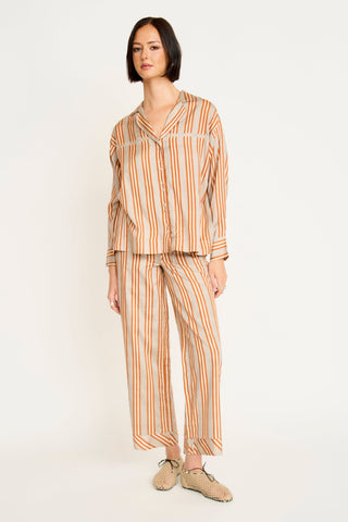 Mirth Jeju Silk Drawstring Pant, Driftstone Stripe