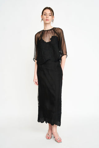 Mirth Bari Organza Top, Black Waterlily