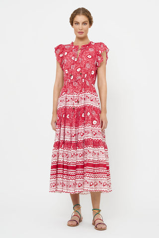 Oliphant Cinched Flirty Midi, Ambrosia Red
