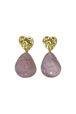 The Luna Heart Drop Earrings, Lilac Mist