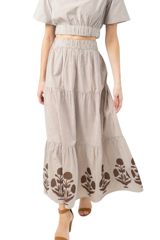 Beau & Ro Abby Skirt, Brown Stripe