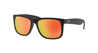 Ray-Ban Justin Sunglasses, Rubber Black Red Mirror