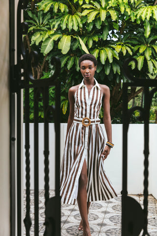Cara Cara Quentin Midi, Brown Ivory Stripe