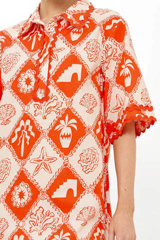 Oliphant Collared Shirt Dress Mini, Asterias Red